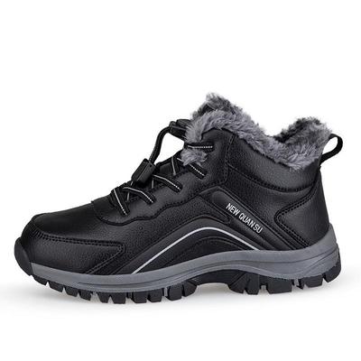 Scarpe Invernali da Uomo High-Top Antiscivolo da Esterno in Pelle con Fodera in Peluche