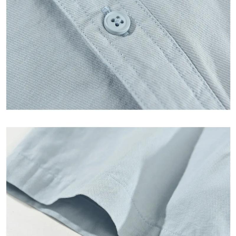 Summer Men Short Sleeve Shirts Daily Casual Loose Shirt Lapel Pure Cotton Button Up Shirt Simple Style Versatile Men's Tops