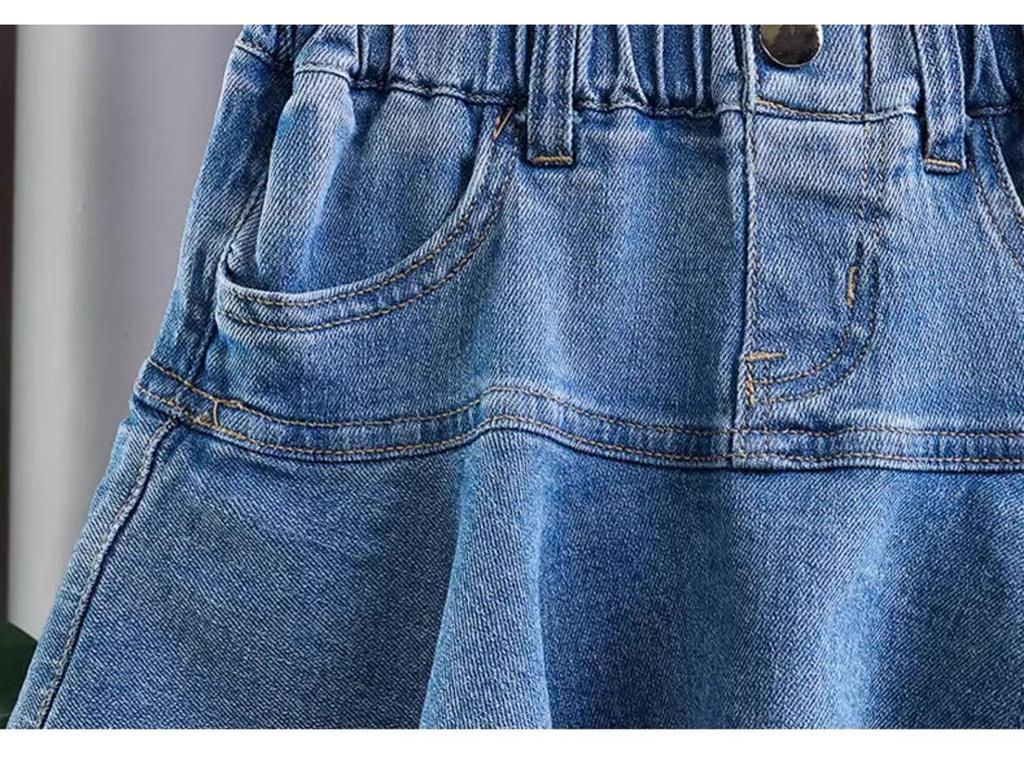 Dívčí džínová dortová sukně v korejském stylu - Jarní/letní módní krátká sukně/kalhoty