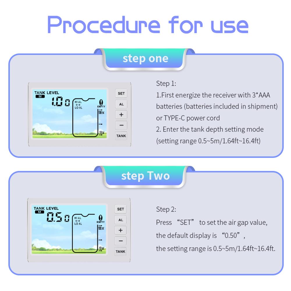 Drahtlose Ultraschall Füllstandsanzeige Wassertank Flüssigkeitsstandsanzeige mit Temperatursensor Flüssigkeitstiefe