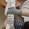 Striped Wool Socks, Mid-calf Socks, Women's Autumn and Winter Grey, Trendy, Simple and Warm, Color-blocking Pile Long Socks
