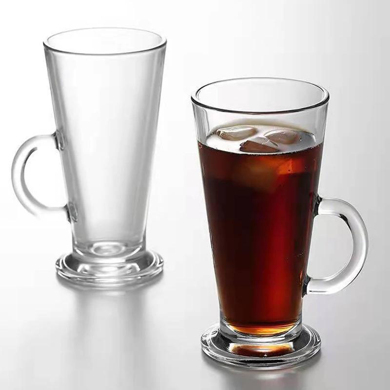 280ml 2pcs Set Iced Coffee Latte Cups Juice Milk Tea Milkshake Beverage Cups Creative Cocktail Glass with Handle Drinkware Cafe