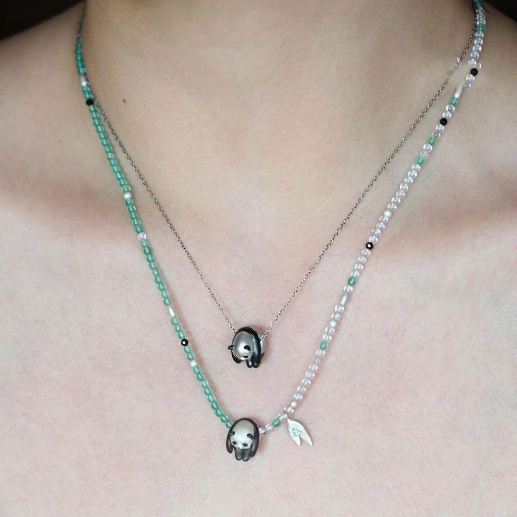 Panda Chinese Style Animal Necklace Casual Fashion Pendant With Coating Resin