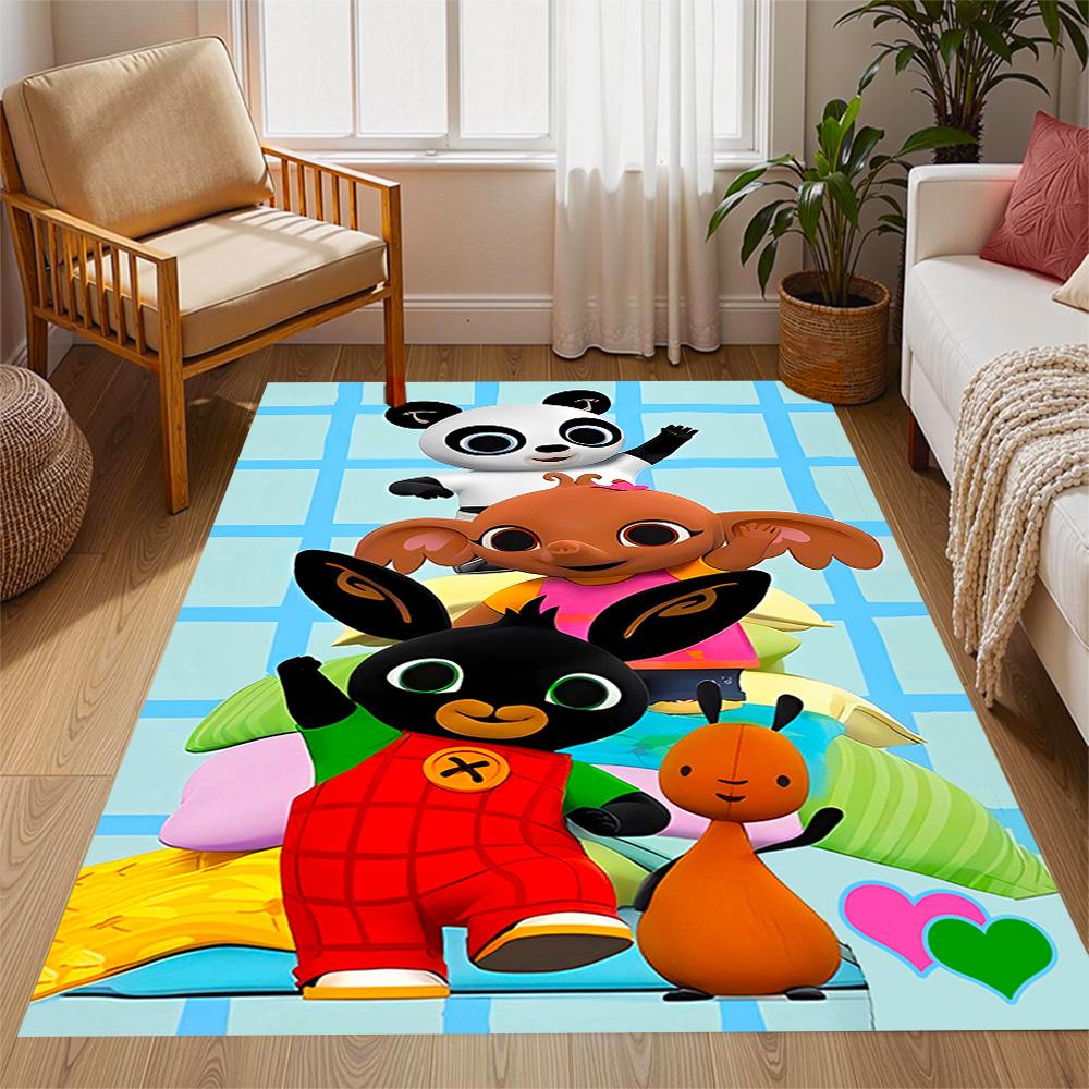 Bing Bunny And Friends Themed Anti-Slip Rugs - Polyester Home Decor, Suitable for Bedrooms, Living Rooms, Doorways, Studios, and Decorations