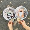 4Pcs Mini Round Pocket Fan Cartoon Reflective Panda Fan Creative Handheld Fan  Outdoor