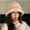 Hats Autumn and Winter Women's Korean Style Woolen Fisherman's Hat Color Blocked Striped Warm Fisherman's Hat Fashionable and Versatile Bucket Hat