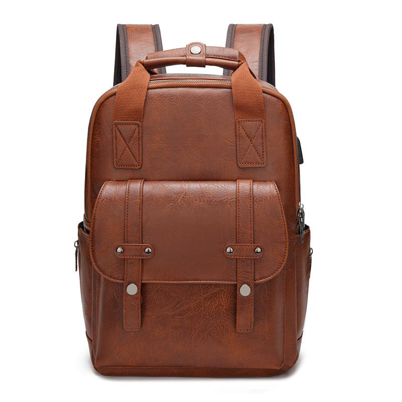 A Retro Backpack for Men, A Fashionable Hand-held Large-capacity Backpack, and A Casual Student Bag