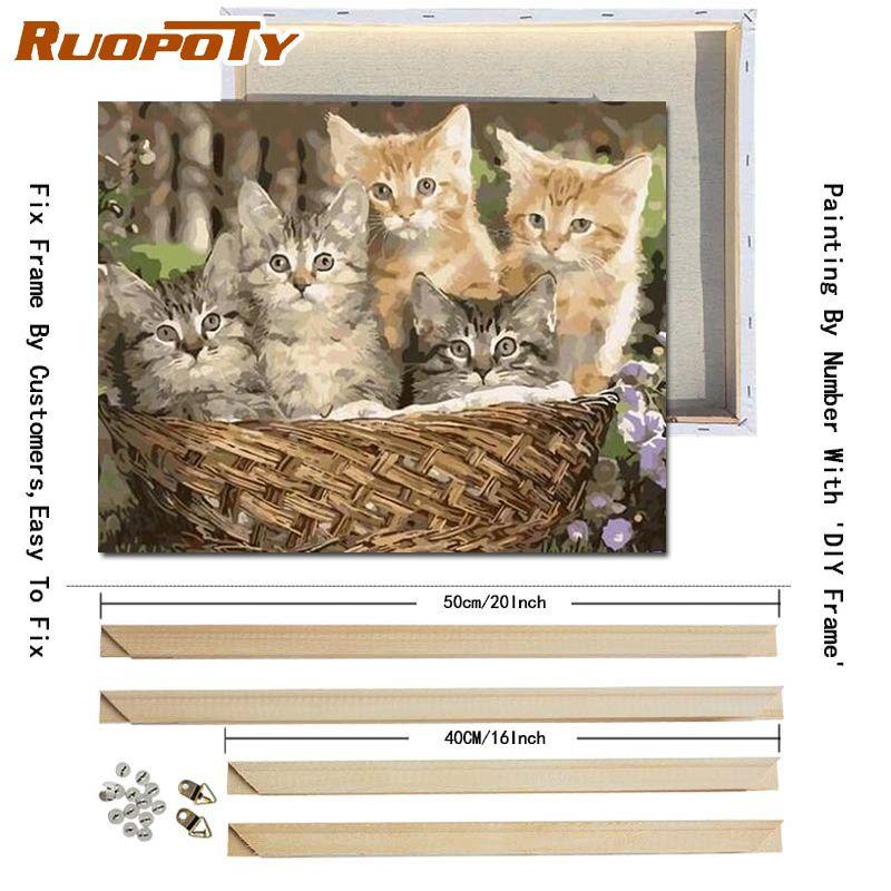 

Ruopoty DIY рамка Diy краска по номерам животные картина Современная настенная живопись на холсте подарок для домашнего декора 40x50 см