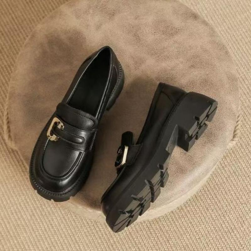 College Coarse Heel Platform Mary Jane Single Shoes Women's New Autumn and Winter Versatile Height Gainer