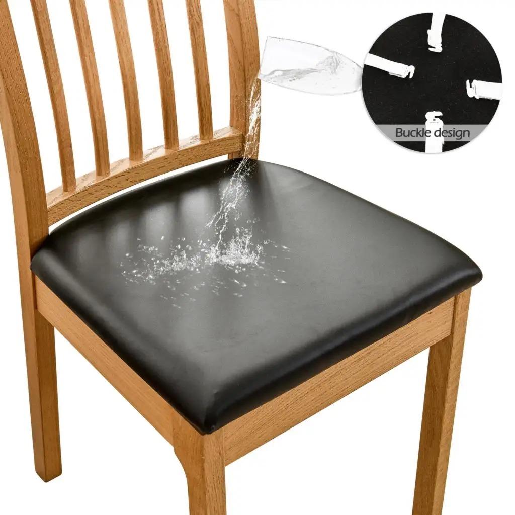 PU Waterproof Chair Cushion Cover For Kitchen Dining Room Leather Seat Cover Dining Room Chair Seat Cushion Cover