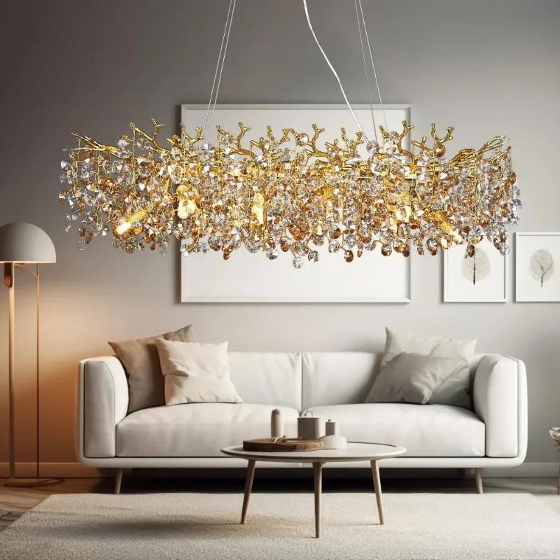 2025 New Modern Crystal Chandelier Nordic Luxury Restaurant Lamp Living Room Bedroom Sunflower Indoor Home Decoration Lamp