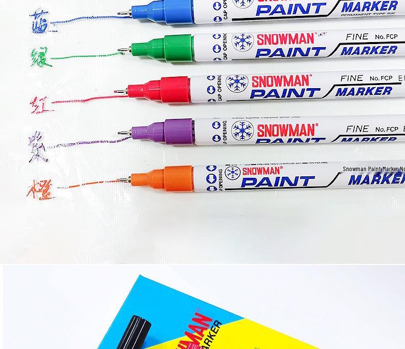 Snowman Fine Needle Tip Paint Marker - Black & White, Low Halogen, Eco-Friendly, EFWP-12