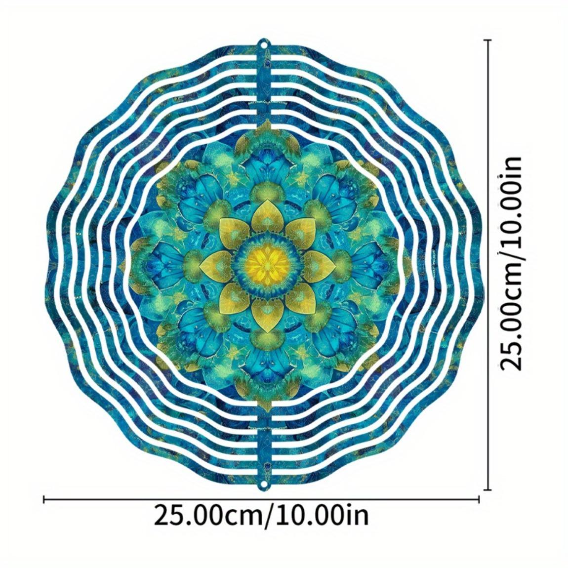 

10-дюймовый подвесной ветряной спиннер с дизайном цветка мандалы, вращающаяся ветряная мельница, крючок с вращением на 360 градусов для декора газона и сада, весенний летний художественный подарок 01A