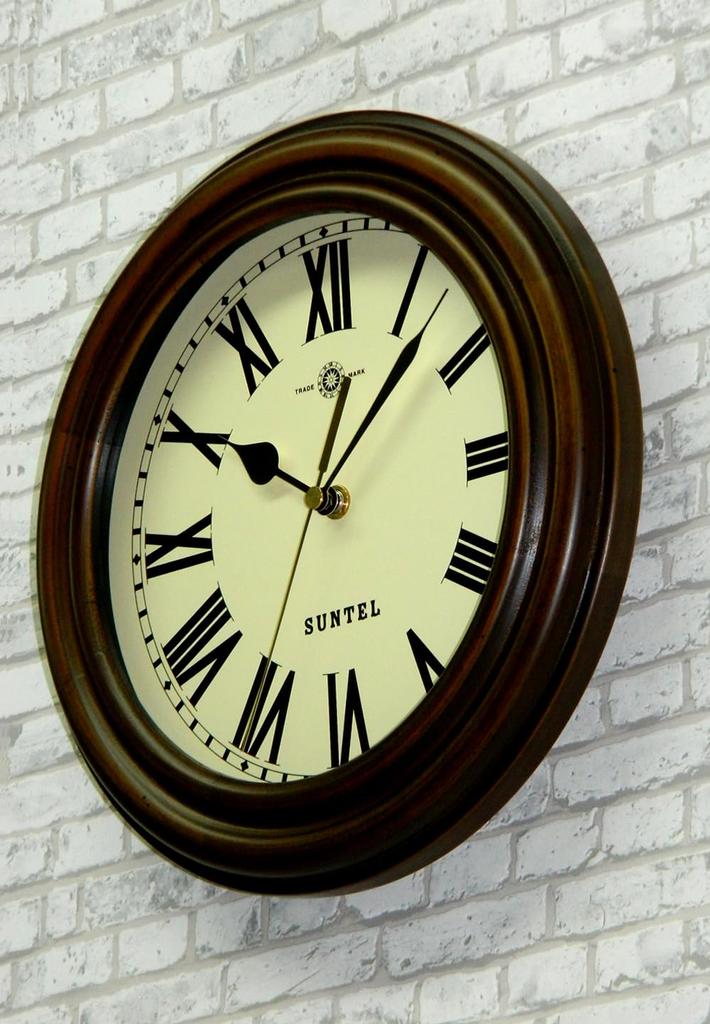 Santell Japanese-Made Retro Radio-Controlled Clock (Roman Letters) Antique Brown DQL729R-AN