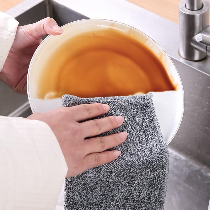 50/1Pcs Microfiber Bamboo Charcoal Cleaning Towel Super Absorbent Non-Stick Oil Soft Dish Wipe Kitchen Towel Cleaning Cloth Rags