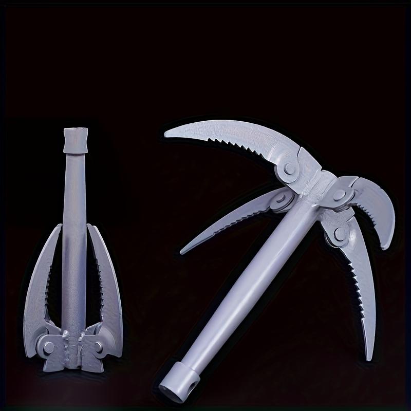 High-Efficiency Foldable Weed Remover with 393.7" Rope - Galvanized Iron, Easy Aquatic Plant Extraction, Includes Quad Anchor