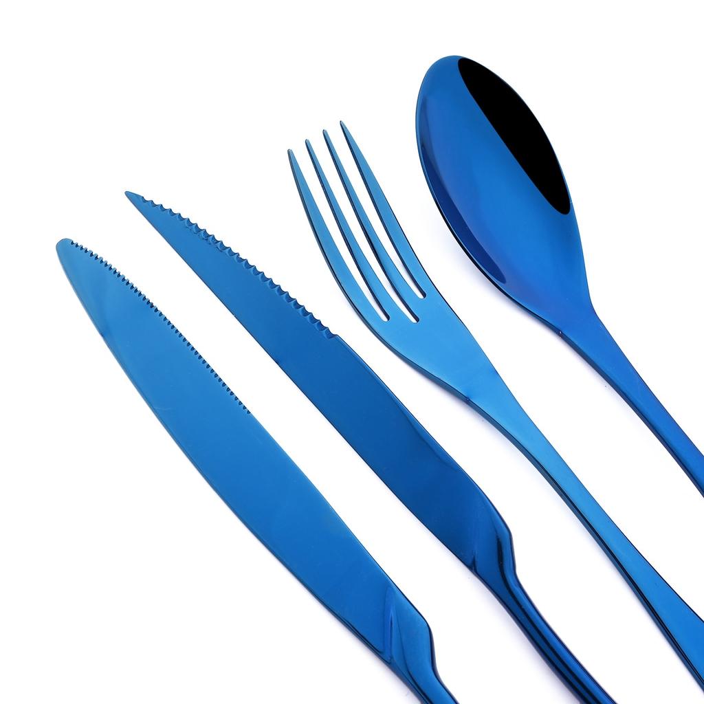 24Pcs Shiny Black Dinnerware Set Steak Knife Fork Coffee Spoon Cutlery Set Stainless Steel Tableware Western Kitchen Flatware