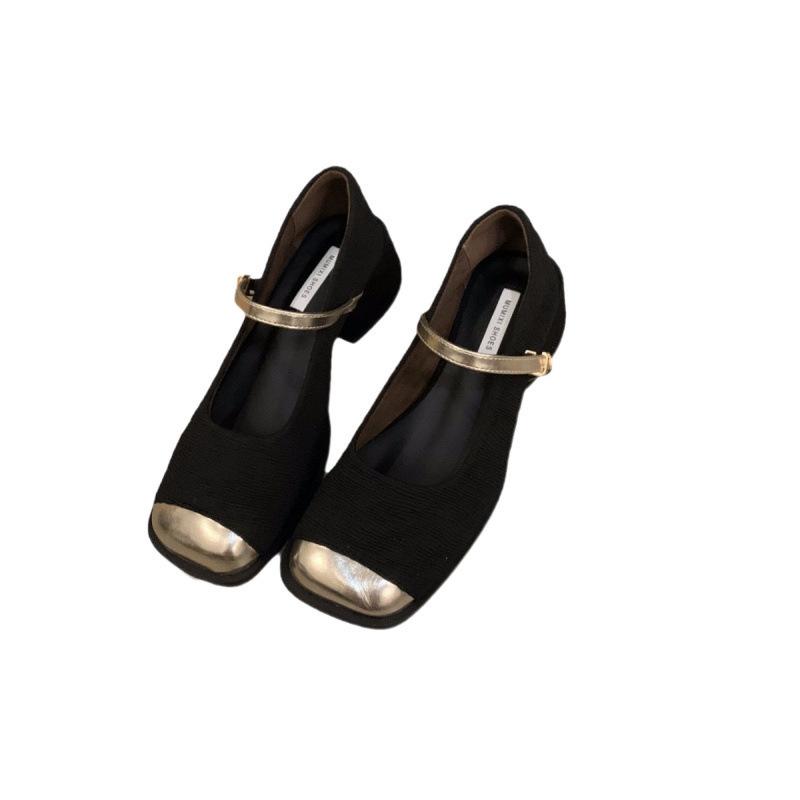 Shallow single shoes women's new spring and summer temperament 2025 square head Mary Jane shoes high heels