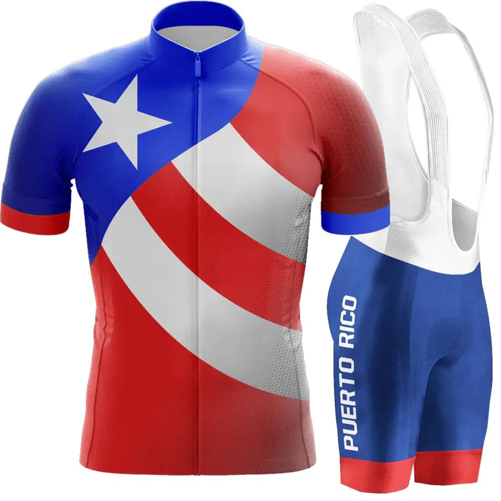 

Puerto Rico Cycling Jersey 2025 Set Summer Men Bicycle Clothing Road Bike Shirts Suit Bicycle Bib Shorts MTB Ropa Maillot S