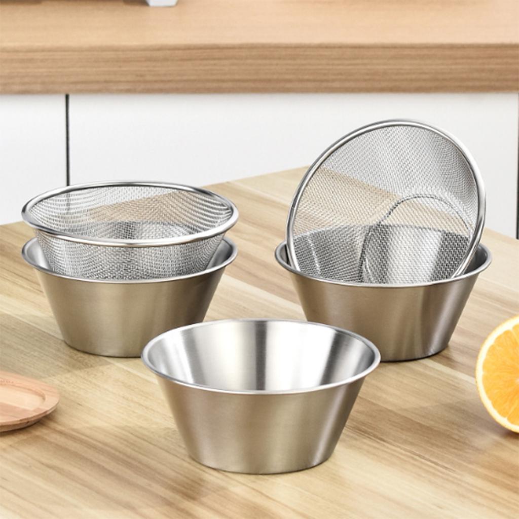 2 Pcs Mini Colander & Food Strainer, 304 Stainless Steel Small Mixing Colanders Bowl, 5.51 x 2.36 Inches