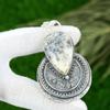 Sterling Silver Pear Dendrite Opal Stone Handcrafted Bezel New Pendant Jewelry