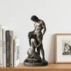 Statue Ornament, Mythology Collectible Bookshelf Vintage Ornament with Distressed Bronze Texture Wrinkled Clothing Pattern for Home Living Room