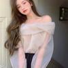 Shoulder shirt women's summer French design sense niche chic Korean chic gentle off-the-shoulder short top women's clothing