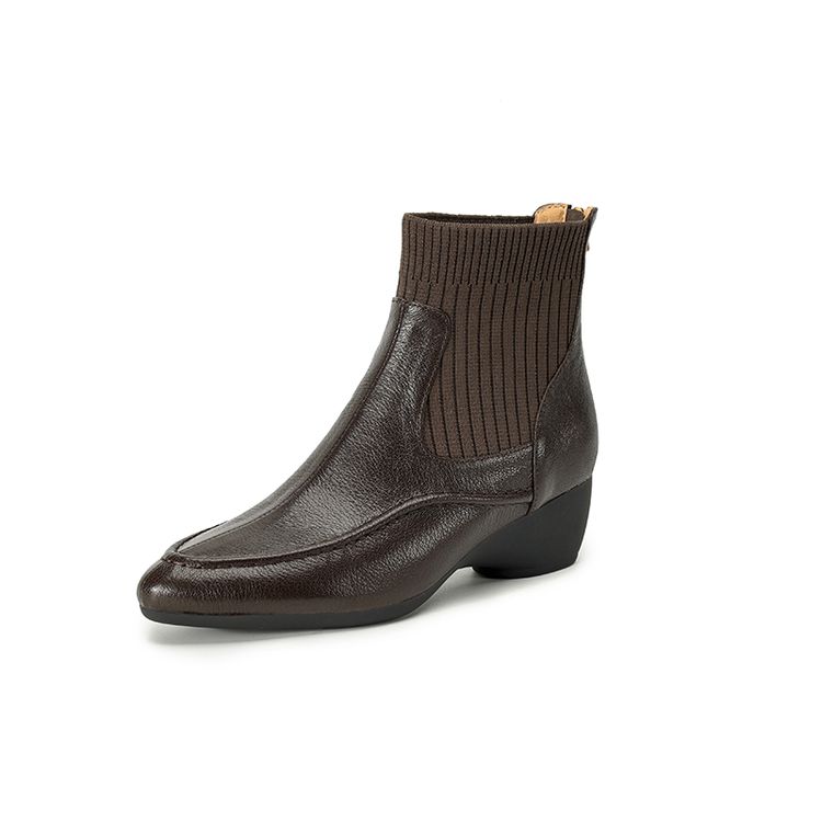 

Fashion NEW Autumn/Winter Women Boots Pointed Toe Chunky Heel Shoes Genuine Leather Shoes for Women Concise Ankle Boots Zip Modern Boots 34