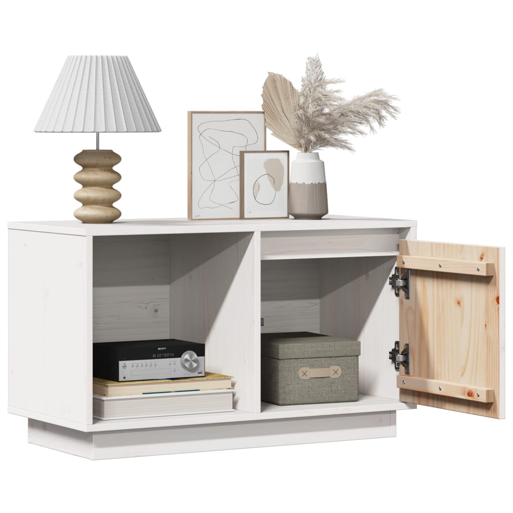 Vidaxl TV Cabinet, White, 74X35X44 Cm, Solid Pine Wood