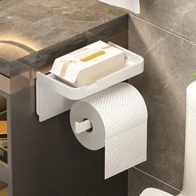 Toilet Paper Holder Plastic Storage Rack Kitchen Towel Placement of Seasoning Bottles Bathroom Wall Roll of Paper Phone Storage