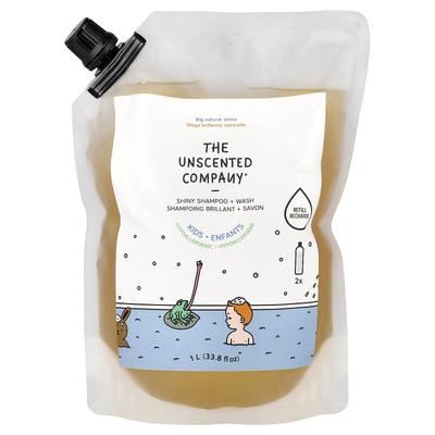 The Unscented Company, Glänzendes Shampoo + Waschlotion für Kinder, Nachfüllpackung, Duftfrei, 1L (33,8 fl oz)