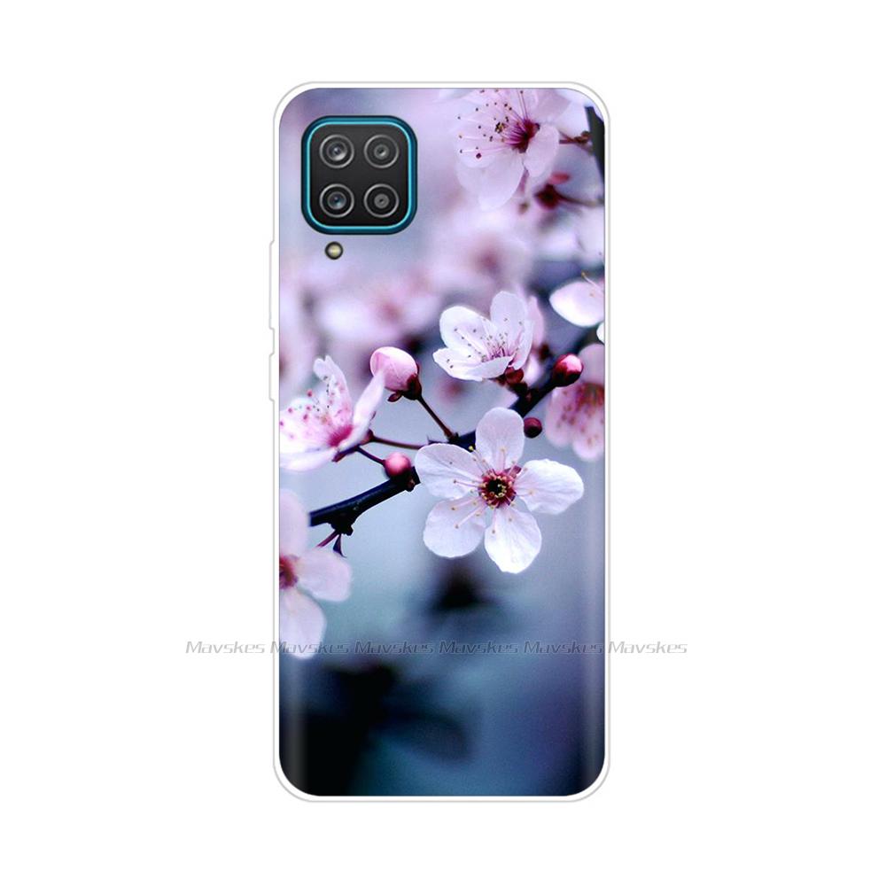 Soft Silicon Cover For Samsung Galaxy A12 Case Cute Flower Cat Bumper For Samsung A12 Phone Case Cover For Samsung A12 A 12 6.5"