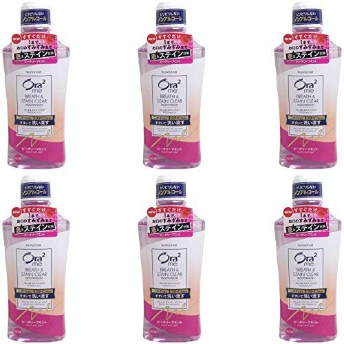 Bulk Purchase: Sunstar Ora2 Meema Breath & Stain Clear Mouthwash, Peach Leaf Mint, 460ml (Pack of 6)