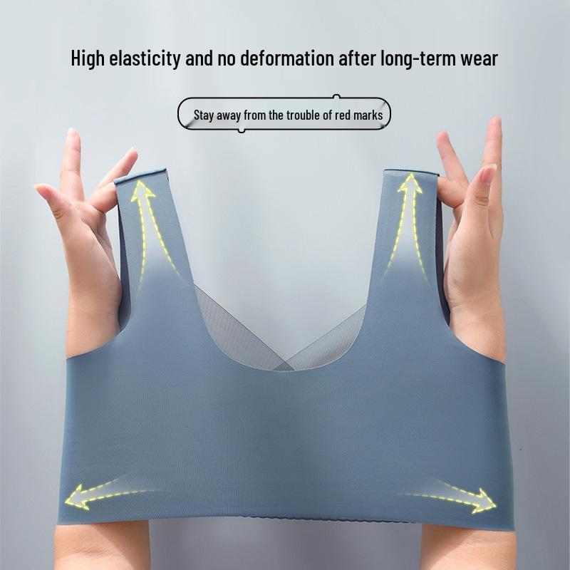 Plus Size Lace Lingerie Sports Bra - Wirefree, Seamless, Anti-Sagging Ice Silk Vest for a Slimmer Look