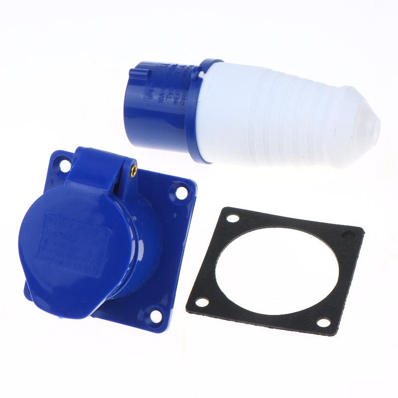 Easy Install 220V 16A 3 Pin Industrial Waterproof Plug Socket Durable Power Connector for Caravan Trailer Motorhome