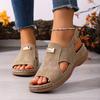 Summer New Large-size Women's Sandals, Elastic Strap Wedge-toe Slip-on Fashionable Sandals for Women, Summer Beach Sandals