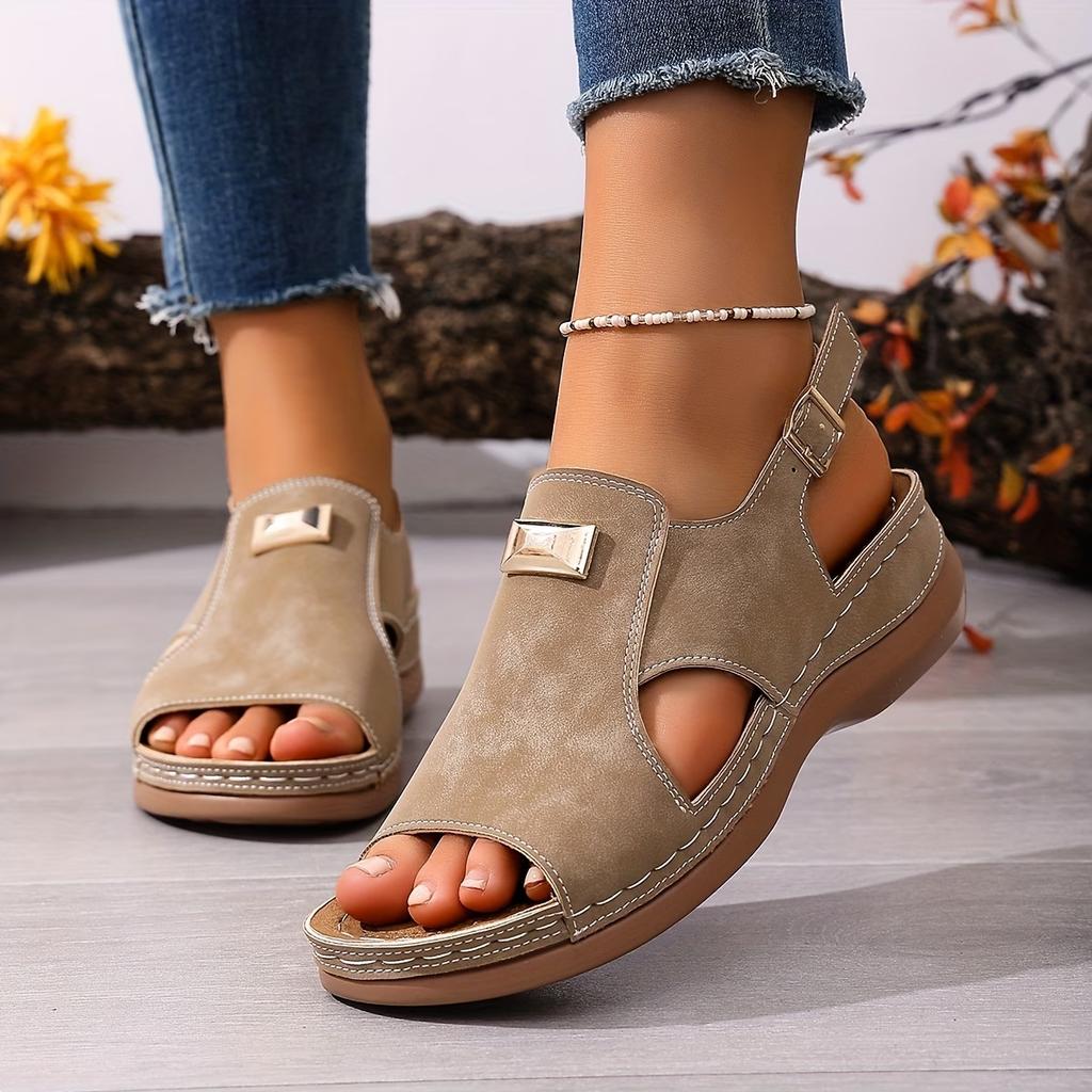 Summer New Large-size Women's Sandals, Elastic Strap Wedge-toe Slip-on Fashionable Sandals for Women, Summer Beach Sandals