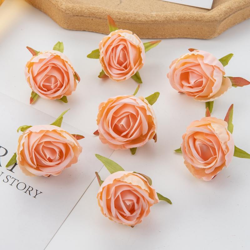 10/20pcs Artificial Flowers Scrapbook Home Room Decor Silk Diy Gifts Candy Box Cake Wedding Outdoor Fake Roses Christmas Wreaths