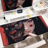 Anime Mädchen Samurai Oni Maske Mauspads Groß Computer Gaming Zubehör 400x900mm Gamer Professionell Premium Mauspads Schreibtischunterlagen