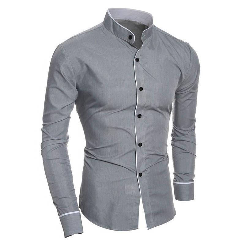 

Men Long Sleeve Shirt Casual Solid Single Breasted Buttons Top Shirts Spring Summer Smart Casual Bussiness Male Shirt XXL сірий