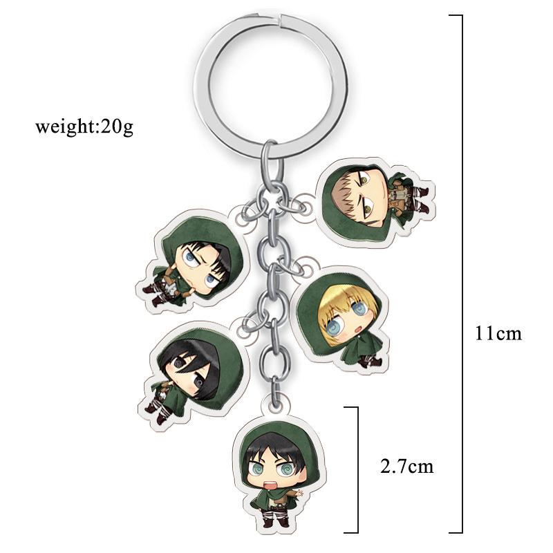 Attack on Titan Anime Acrylic Double Sided Transparent Keychain Set of 5 Pendant Hanging Accessories for Fans Collection Gift 27mm