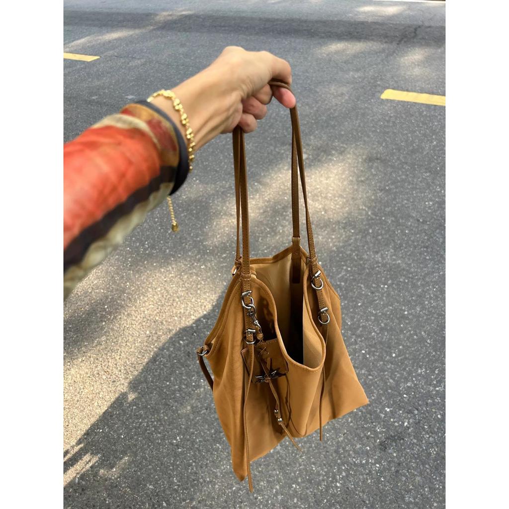 Large Capacity Matte Shoulder Bag for Women Solid Simple Color Casual Bags Retro Bag