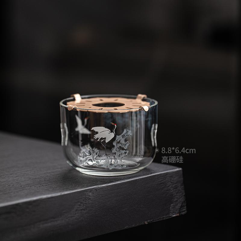 

Heat-resistant glass candle base heating tea stove new Chinese style household tea art insulation tea stove 8.8x8.8x6.4cm
