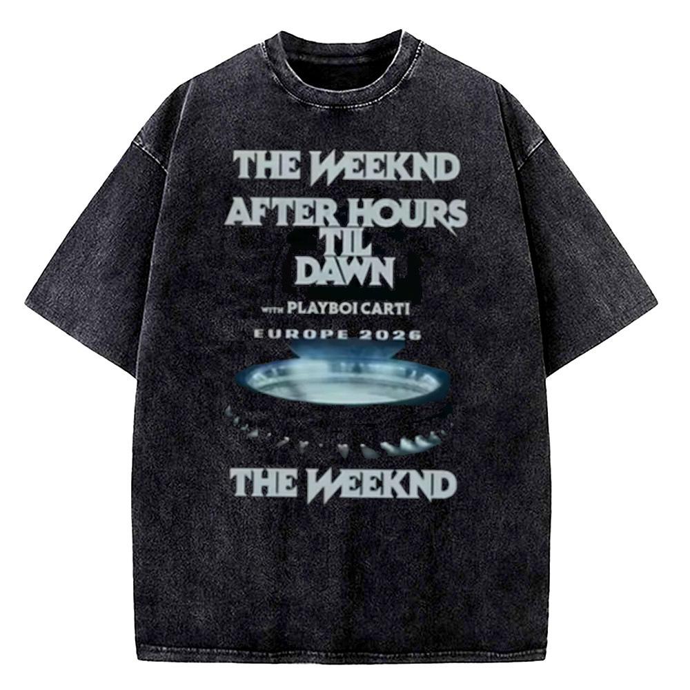 the Weeknd cotton Vintage Washed tshirt men Colorful Punk Pastel Retro shirt Pastel Comfortable Breathable kawaii 2000s