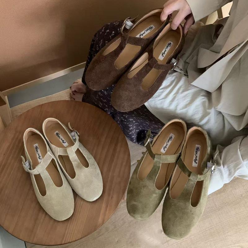 Fashion SUOJIALUN 2025 Autumn New Brand Women Flat Shoes Fashion Cow Suede Ladies Casual Mary Jane Shoes Soft Flat Heel Dress Single Sh