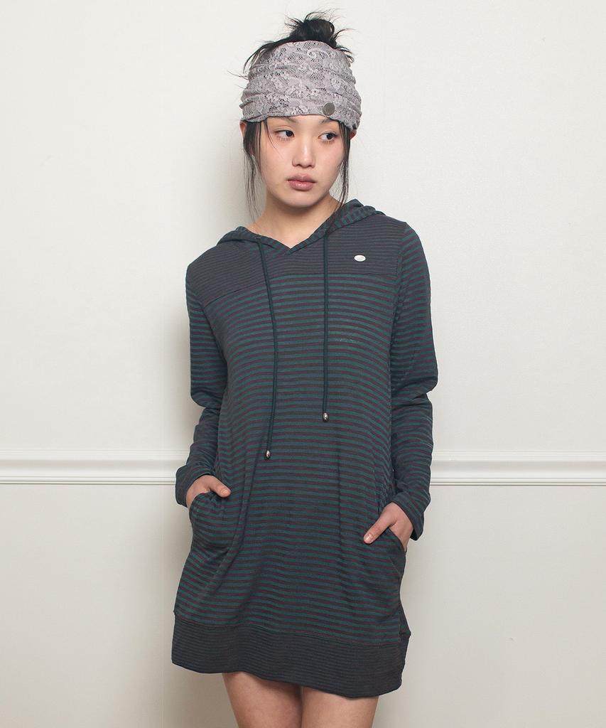 Onseuka Stripe Hoodie Dress (Green Plum)