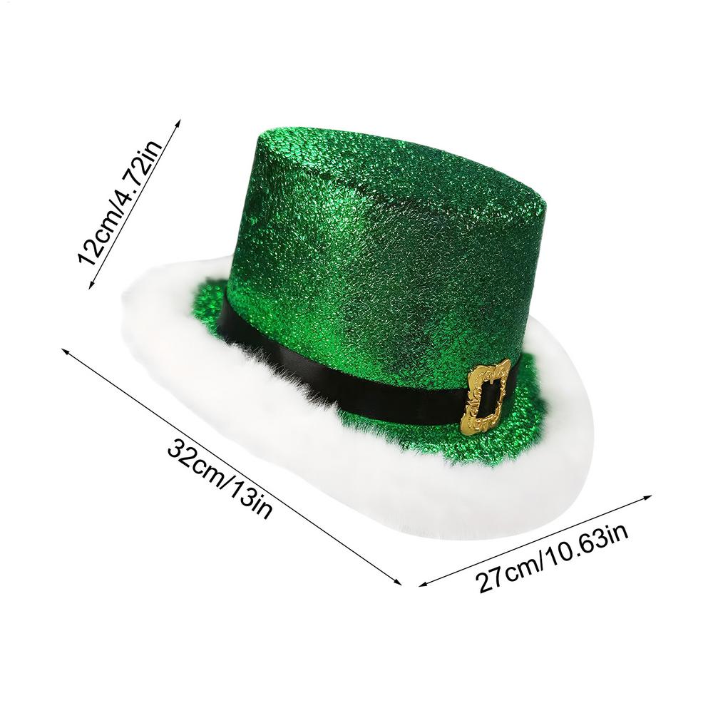 

Christmas Party Top Hat Comfortable Festive Cosplay Red Green Top Hat with White Brim for Adults Men Women Stage Performance 27x32cm зелёный