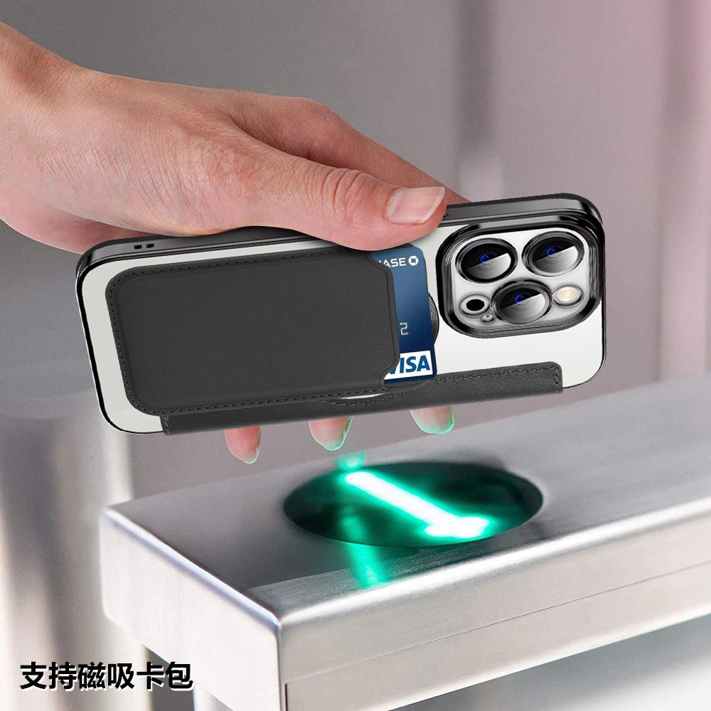 Leder Flip Cases für Magsafe Magnetisches kabelloses Laden für IPhone 14 Plus 13 12 11 Pro Max Lens Grass Wallet Card Slot Holder Cover