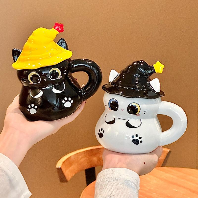 Birthday gift cute cat cup magic hat ceramic mug for girl girlfriend children Halloween gift