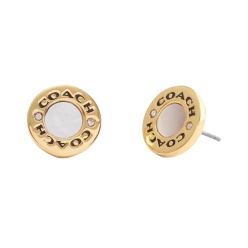 Coach Minimalist Fashion Copper Earrings Women earrings Gold White CBW31 F,Gold/White